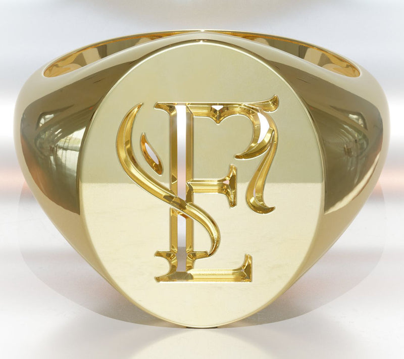Heights Jewelers 14K Gold Plated Initial SignetRing — View 34