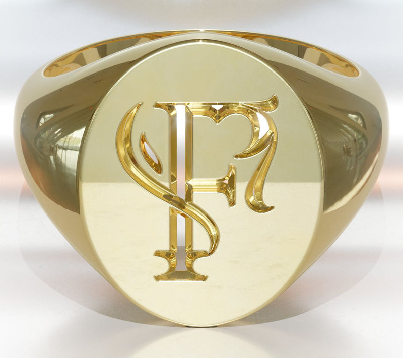 Heights Jewelers 14K Gold Plated Initial SignetRing — View 35