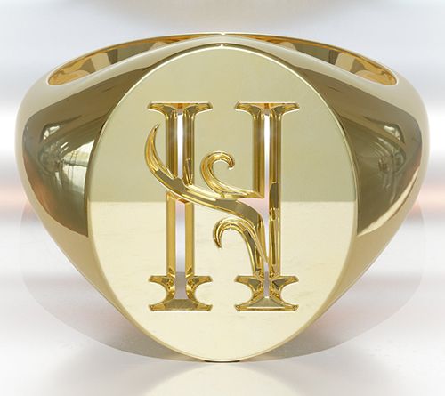 Heights Jewelers 14K Gold Plated Initial SignetRing — View 11