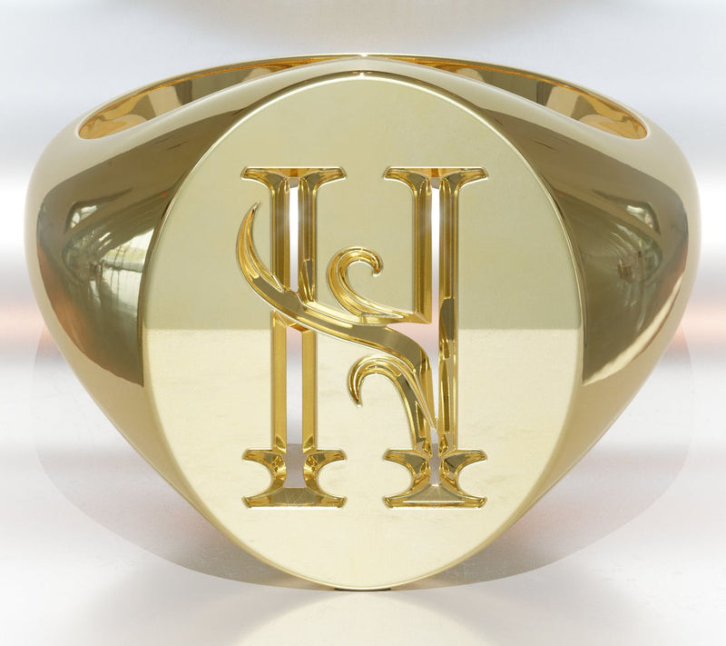 Heights Jewelers 14K Gold Plated Initial SignetRing — View 37