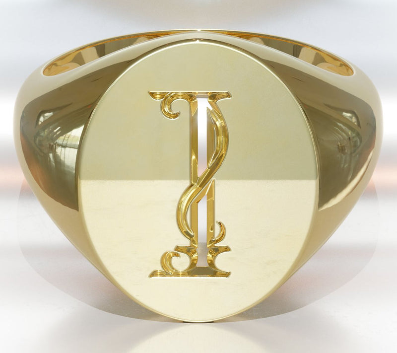 Heights Jewelers 14K Gold Plated Initial SignetRing — View 38