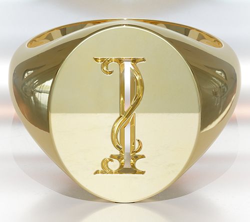 Heights Jewelers 14K Gold Plated Initial SignetRing — View 12