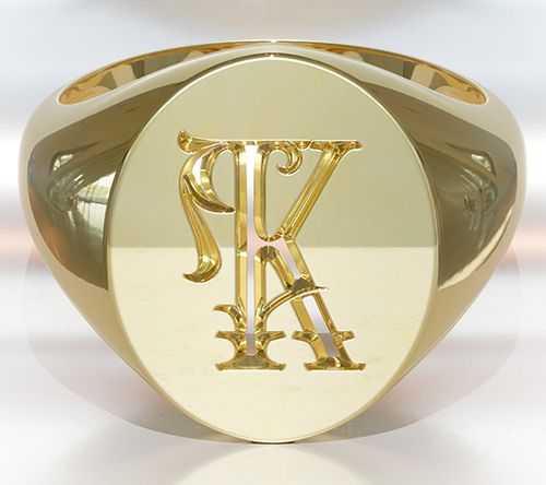 Heights Jewelers 14K Gold Plated Initial SignetRing — View 14