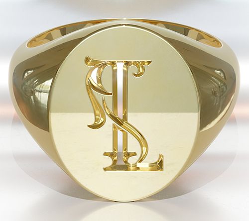 Heights Jewelers 14K Gold Plated Initial SignetRing — View 15