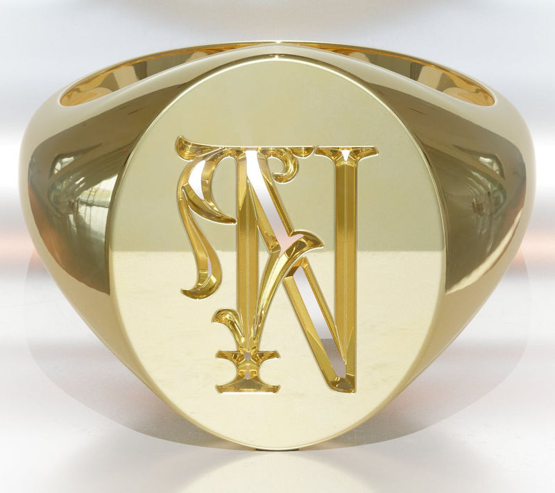 Heights Jewelers 14K Gold Plated Initial SignetRing — View 43
