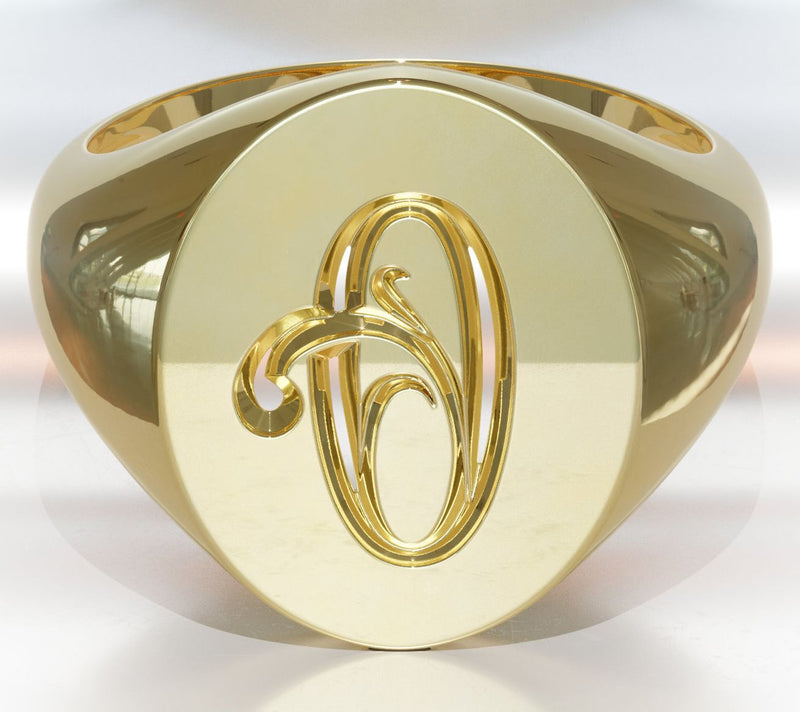 Heights Jewelers 14K Gold Plated Initial SignetRing — View 44