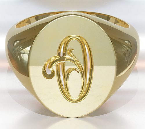 Heights Jewelers 14K Gold Plated Initial SignetRing — View 18