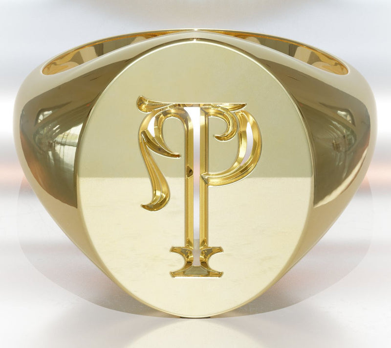 Heights Jewelers 14K Gold Plated Initial SignetRing — View 45