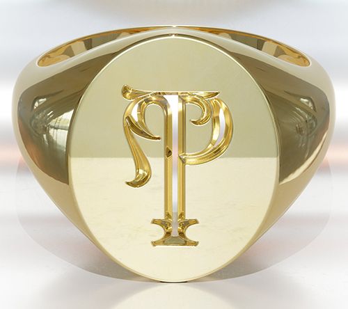 Heights Jewelers 14K Gold Plated Initial SignetRing — View 19