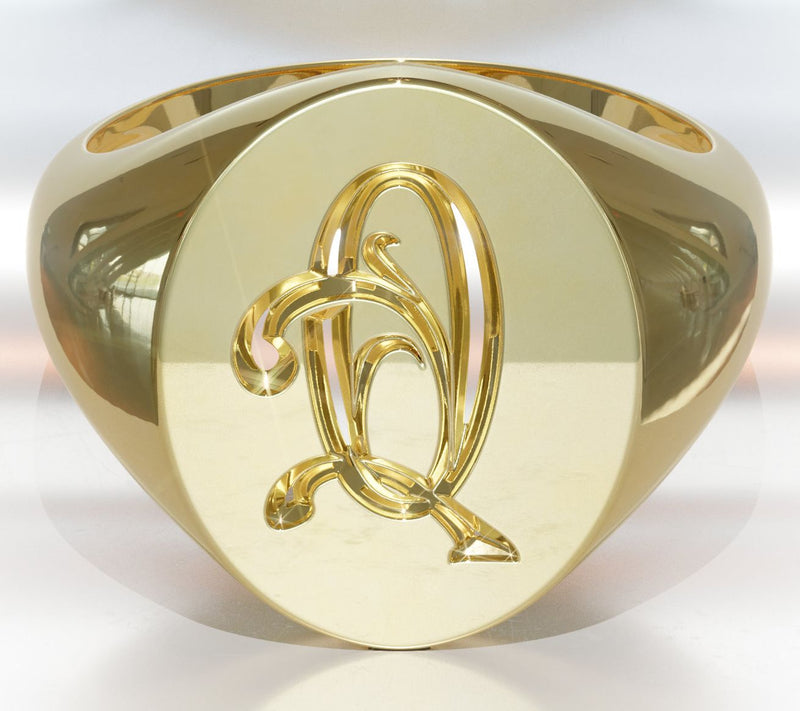 Heights Jewelers 14K Gold Plated Initial SignetRing — View 46