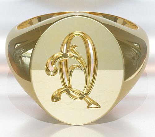 Heights Jewelers 14K Gold Plated Initial SignetRing — View 20