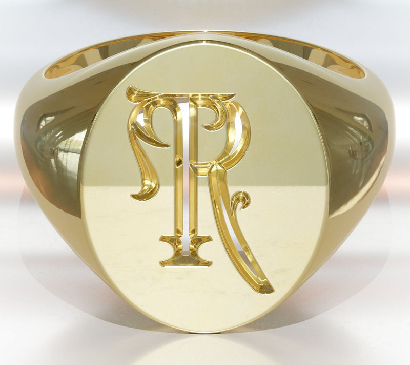 Heights Jewelers 14K Gold Plated Initial SignetRing — View 47