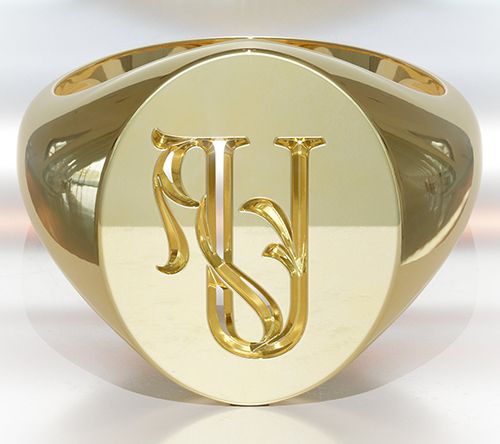 Heights Jewelers 14K Gold Plated Initial SignetRing — View 24
