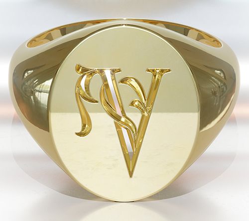 Heights Jewelers 14K Gold Plated Initial SignetRing — View 25