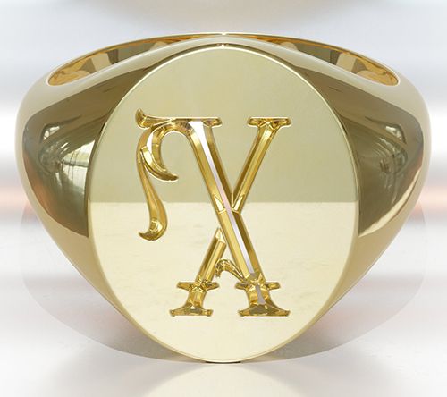 Heights Jewelers 14K Gold Plated Initial SignetRing — View 27