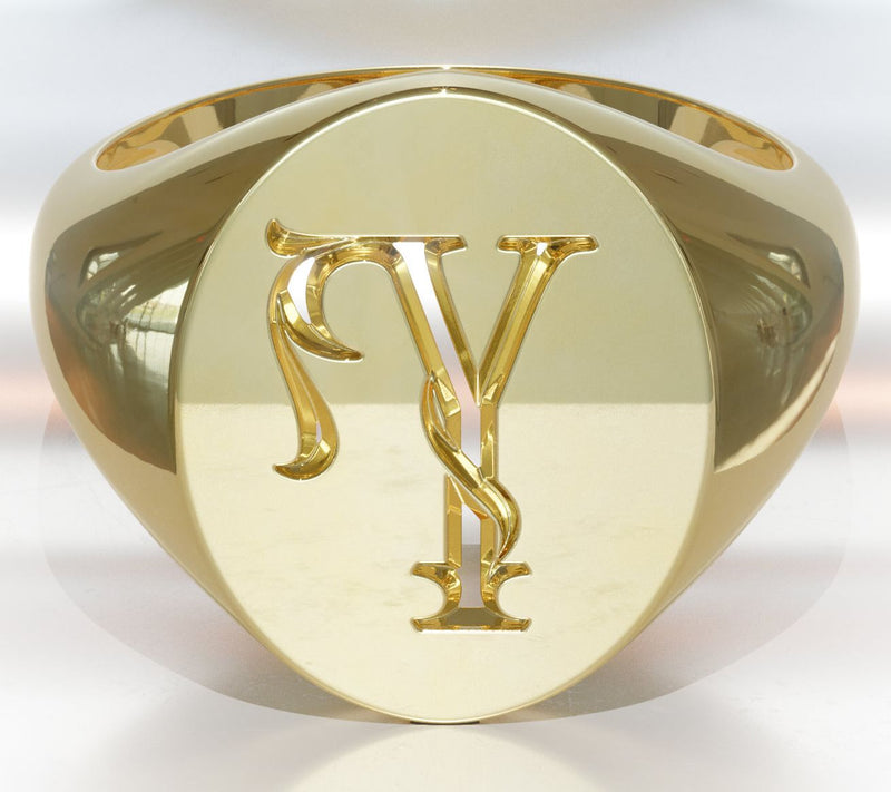 Heights Jewelers 14K Gold Plated Initial SignetRing — View 54