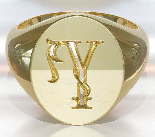 Heights Jewelers 14K Gold Plated Initial SignetRing — View 28