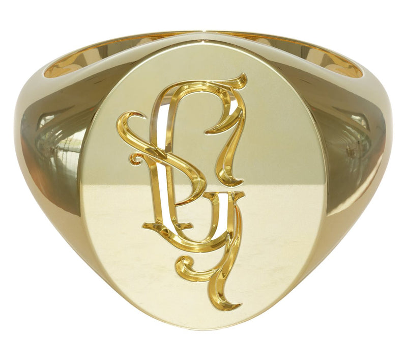 Heights Jewelers 14K Gold Plated Initial SignetRing — View 2