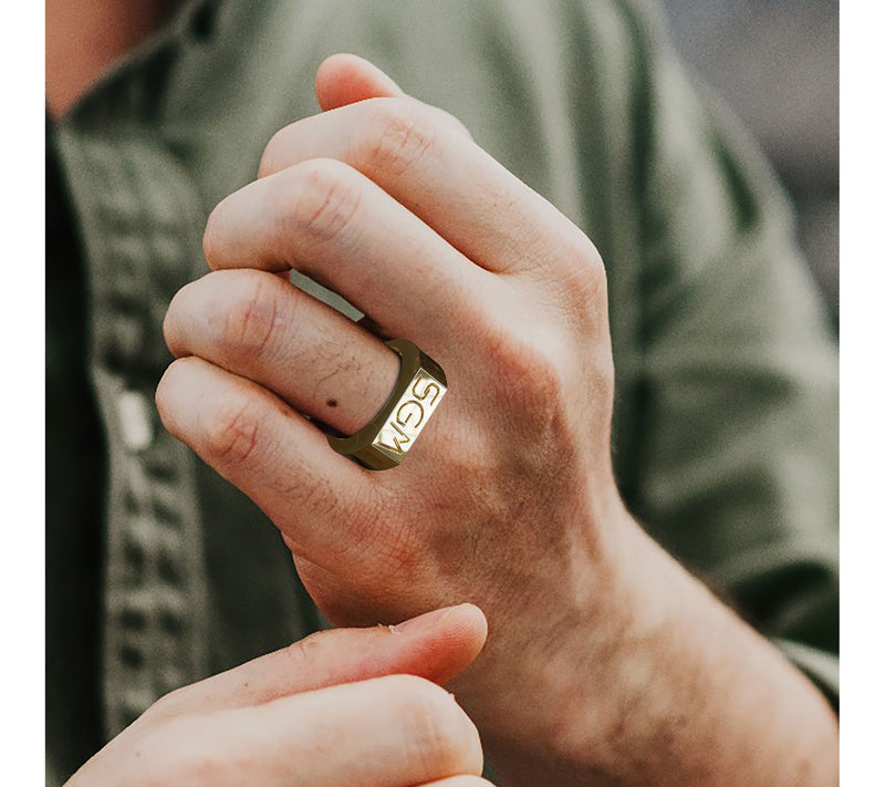 Heights Jewelers 14K Gold Plated Personalized Monogram Ring — View 2