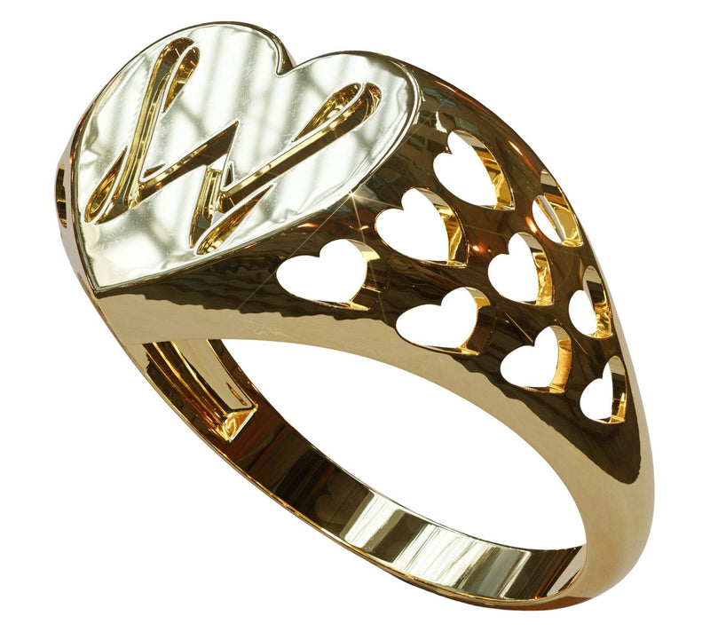 Heights Jewelers 14K Gold Plated Initial HeartSignet Ring — Main view
