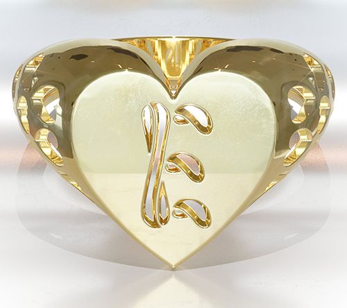 Heights Jewelers 14K Gold Plated Initial HeartSignet Ring — View 8