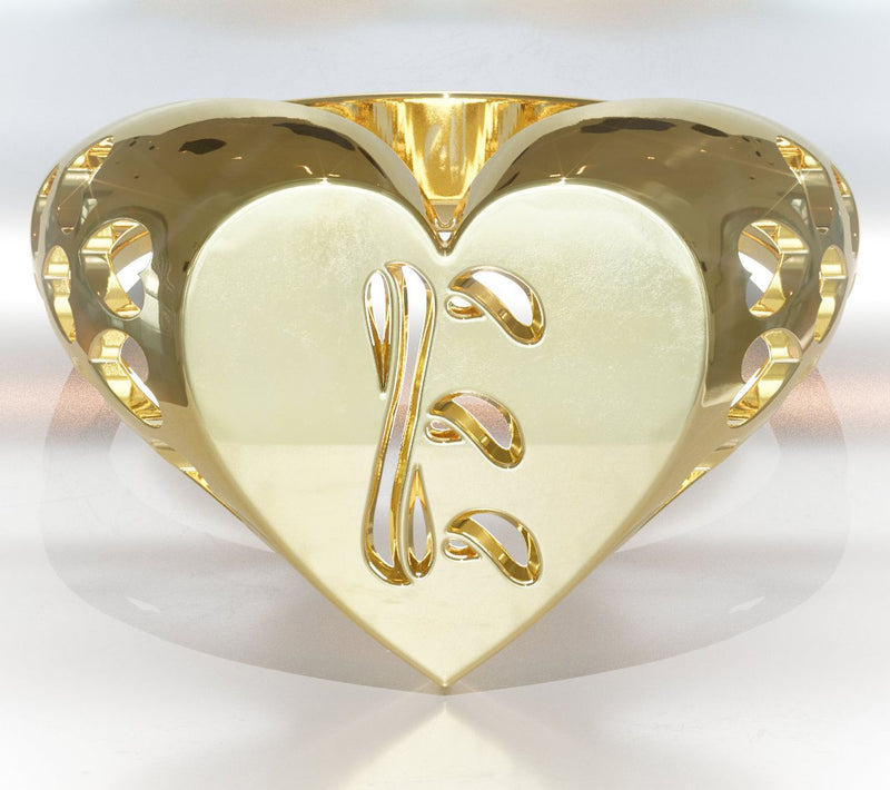 Heights Jewelers 14K Gold Plated Initial HeartSignet Ring — View 34