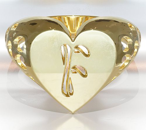 Heights Jewelers 14K Gold Plated Initial HeartSignet Ring — View 9