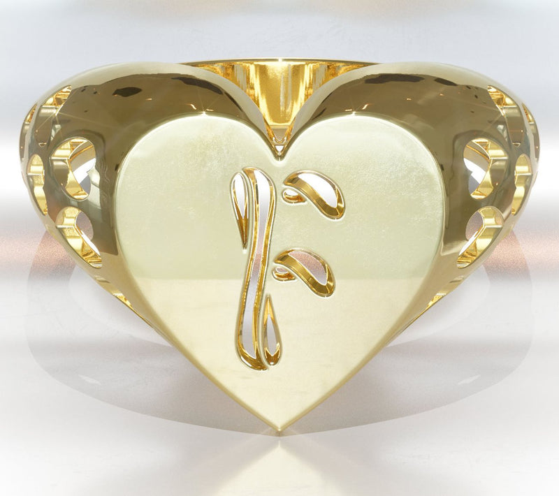 Heights Jewelers 14K Gold Plated Initial HeartSignet Ring — View 35