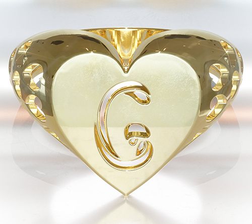 Heights Jewelers 14K Gold Plated Initial HeartSignet Ring — View 10