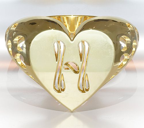 Heights Jewelers 14K Gold Plated Initial HeartSignet Ring — View 11