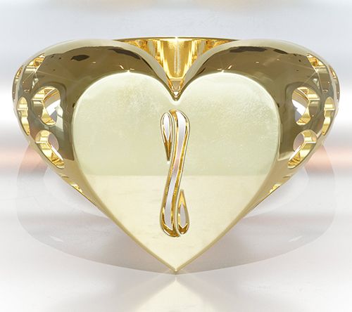 Heights Jewelers 14K Gold Plated Initial HeartSignet Ring — View 12