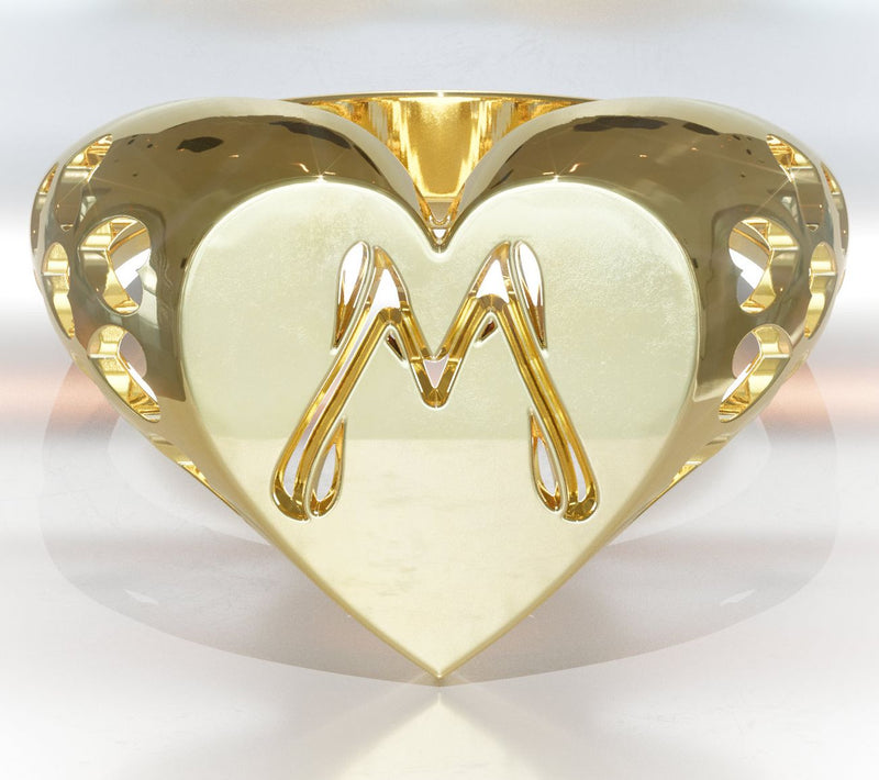Heights Jewelers 14K Gold Plated Initial HeartSignet Ring — View 42