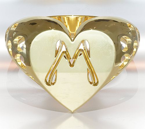 Heights Jewelers 14K Gold Plated Initial HeartSignet Ring — View 16