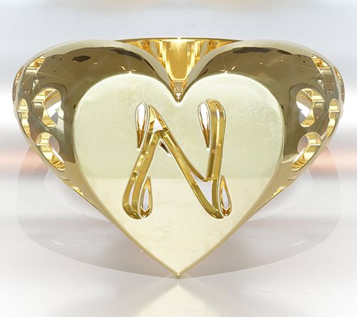 Heights Jewelers 14K Gold Plated Initial HeartSignet Ring — View 17