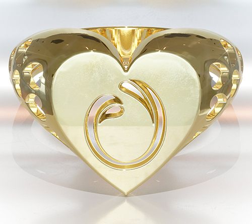 Heights Jewelers 14K Gold Plated Initial HeartSignet Ring — View 18