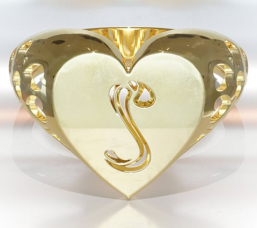 Heights Jewelers 14K Gold Plated Initial HeartSignet Ring — View 22