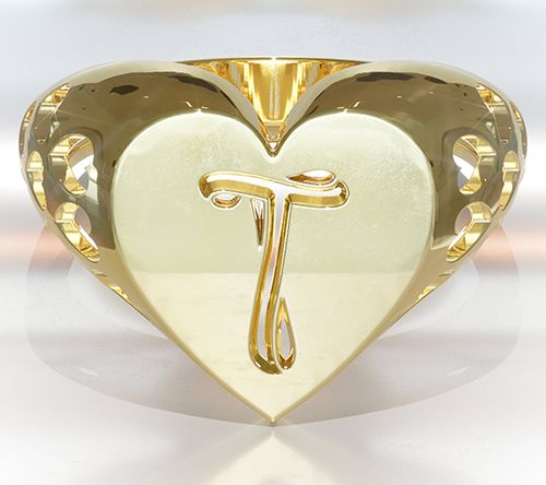 Heights Jewelers 14K Gold Plated Initial HeartSignet Ring — View 23