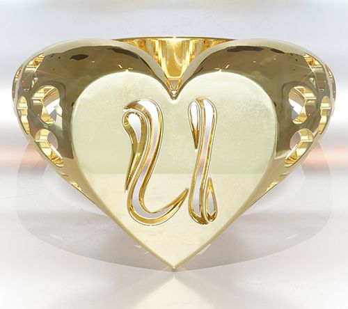 Heights Jewelers 14K Gold Plated Initial HeartSignet Ring — View 24