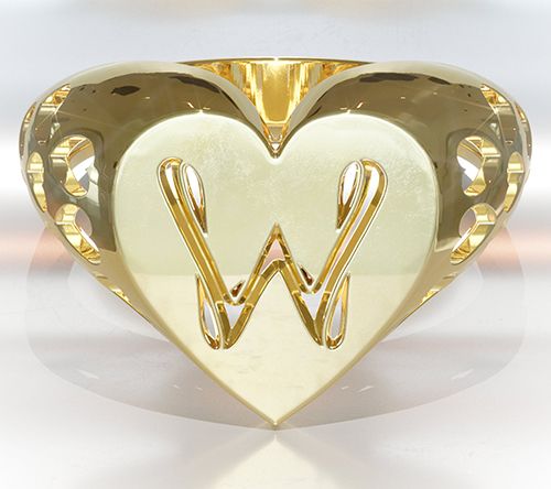 Heights Jewelers 14K Gold Plated Initial HeartSignet Ring — View 26