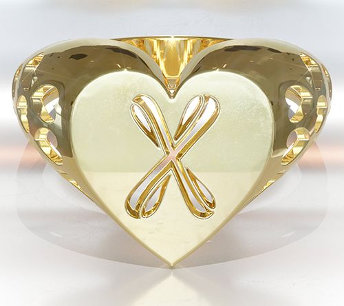 Heights Jewelers 14K Gold Plated Initial HeartSignet Ring — View 27
