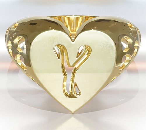 Heights Jewelers 14K Gold Plated Initial HeartSignet Ring — View 28
