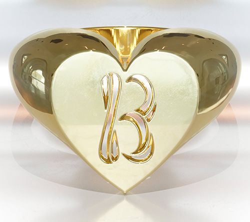 Heights Jewelers 14K Gold Plated Cherish Initial Heart Ring — View 5