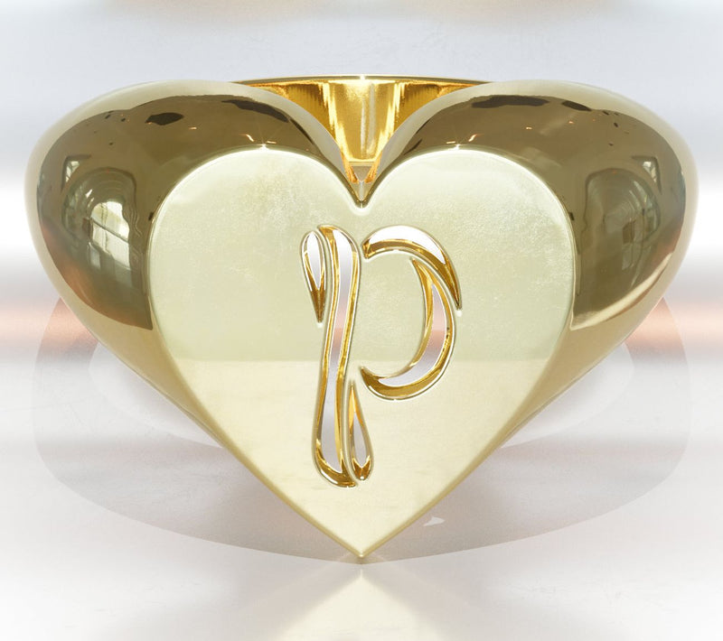 Heights Jewelers 14K Gold Plated Cherish Initial Heart Ring — View 45