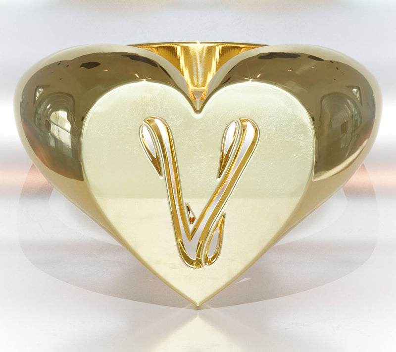 Heights Jewelers 14K Gold Plated Cherish Initial Heart Ring — View 51