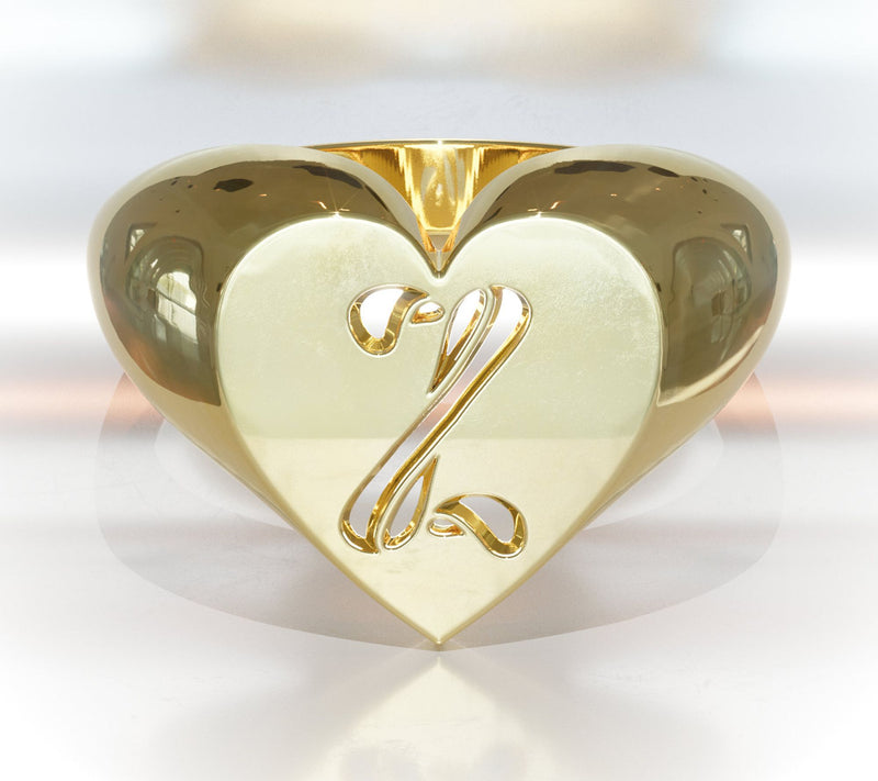 Heights Jewelers 14K Gold Plated Cherish Initial Heart Ring — View 55
