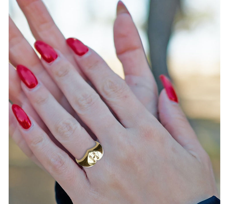 Heights Jewelers 14K Gold Plated Cherish Initial Heart Ring — View 3