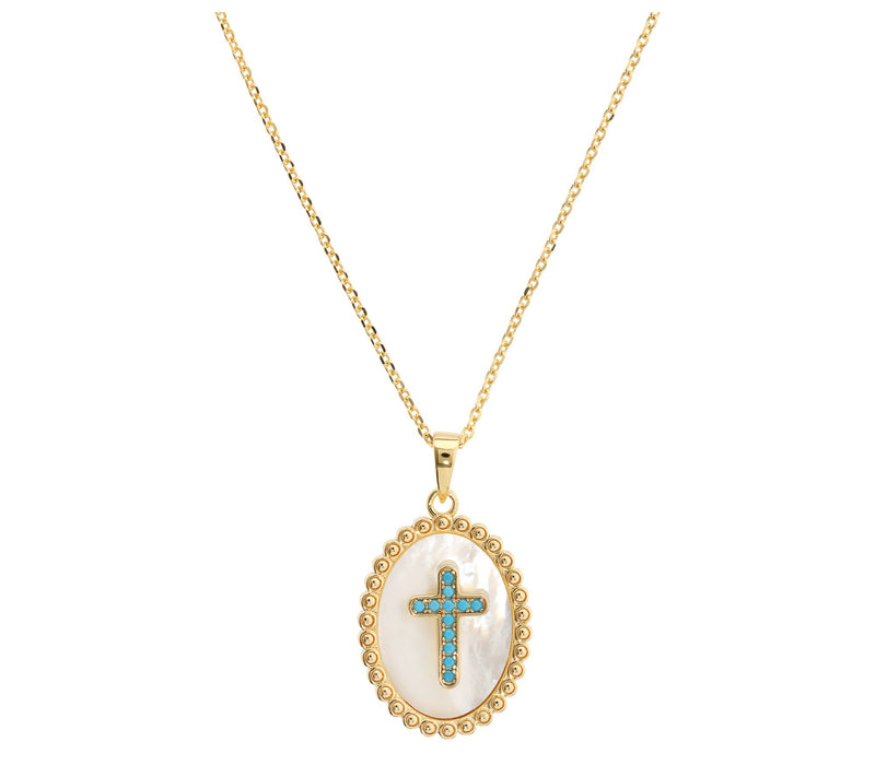 David Markstein Sterling Gemstone Cross Pendantw/ Chain — Main view