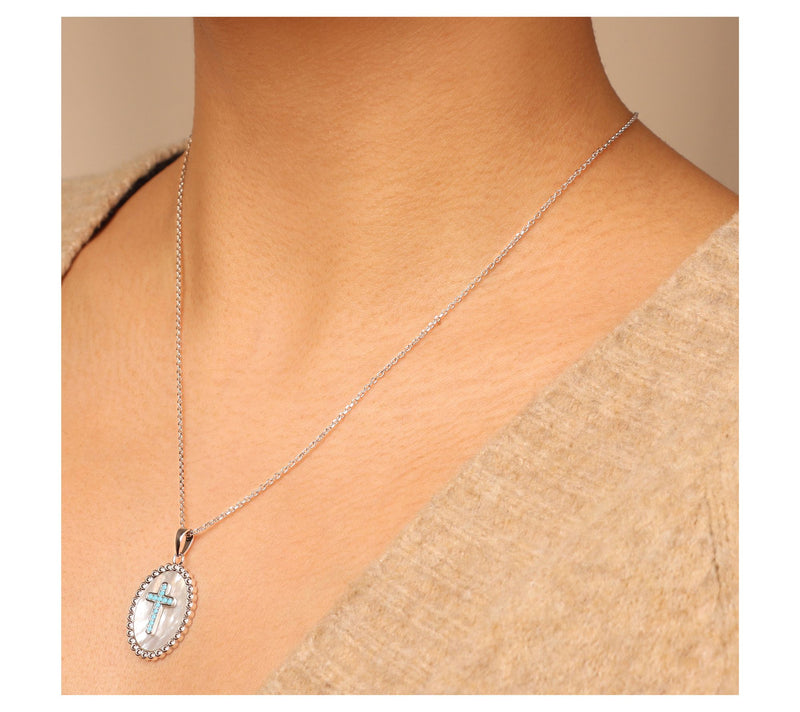 David Markstein Sterling Gemstone Cross Pendantw/ Chain — View 3