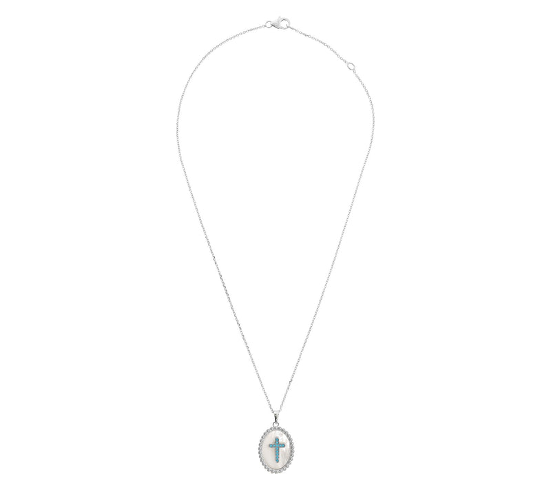 David Markstein Sterling Gemstone Cross Pendantw/ Chain — View 2