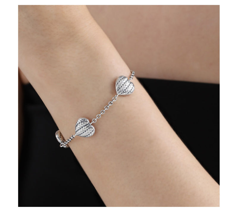 Tiffany Kay Studio Sterling Herringbone Heart Station Bracelet — View 4